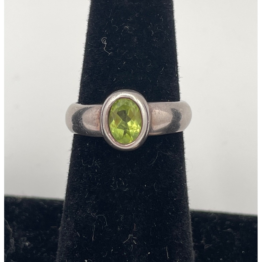 Artisan Sterling Silver Bezel Set Peridot Size 7.25 Ring Stamped